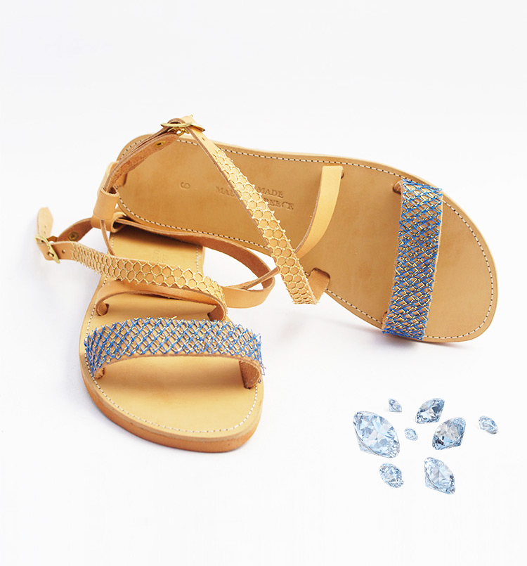 Ankle wrap sandals, criss-cross sandals, flat women sandals “Rethymno”