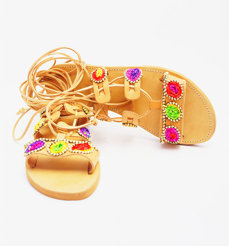 Ancient greek sandals, Gladiator sandals tie-up, Colorful sandals “Oia Sunset”